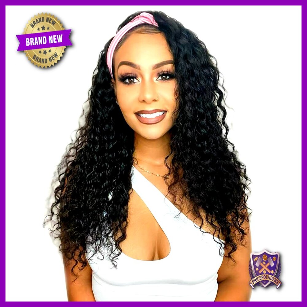 Human Hair Headband Wig Deep Wave Glueless Machine Made Brazilian Curly